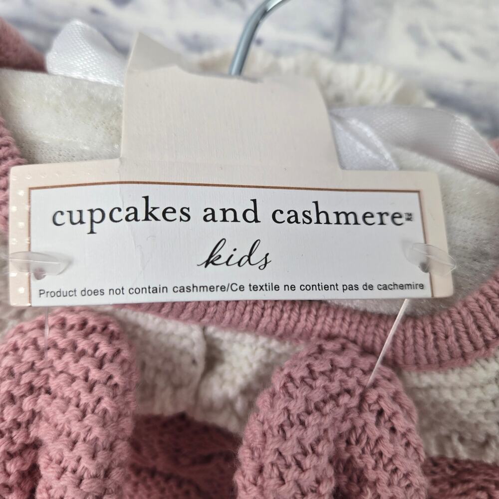 NWT Cupcakes and Cashmere Pink Knit Dress White Tights Bunny Lovey 6 to 9 months - Picture 5 of 16